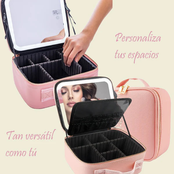 Maletin para maquillaje con espejo led