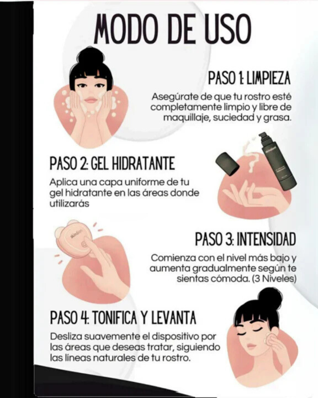 Masajeador Facial Hv Microcorriente + regalo gel 250 ML