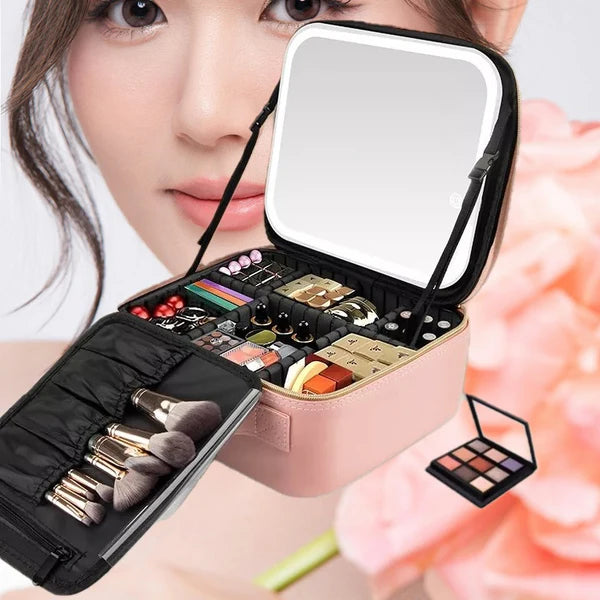 Maletin para maquillaje con espejo led