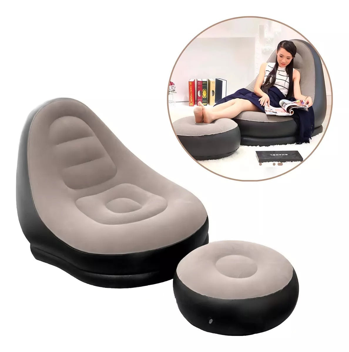 Sillon inflable Reclinable + Puff