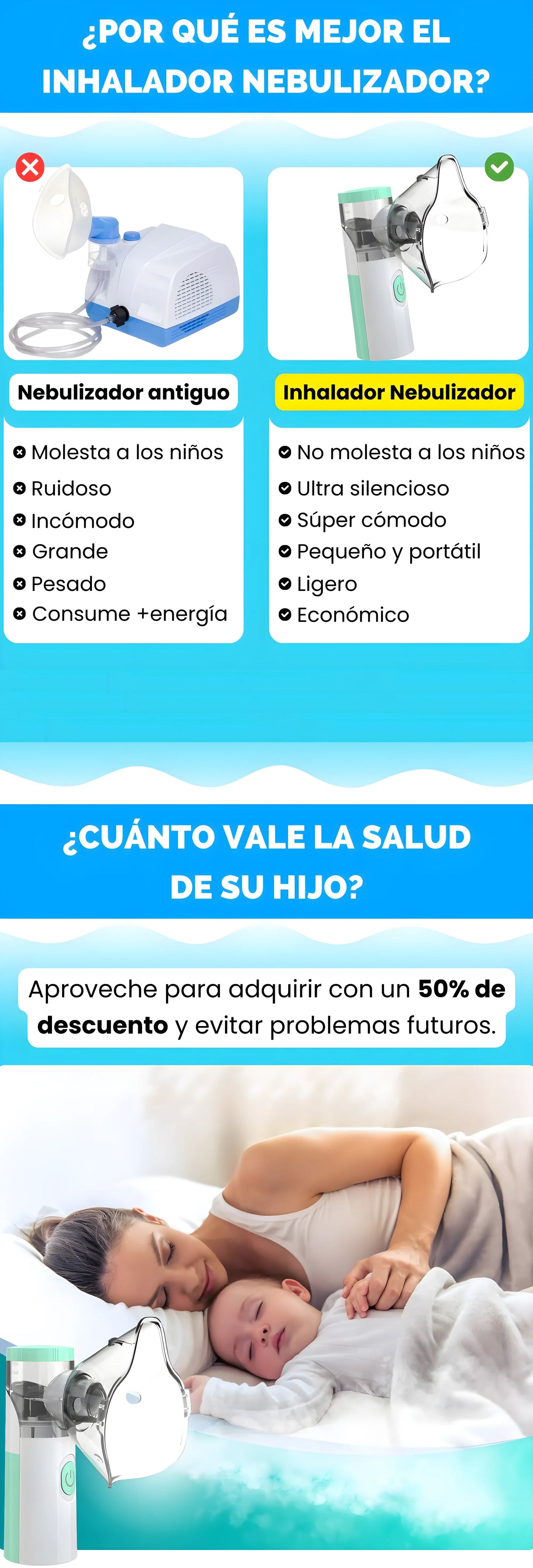 PROMOCION PAGUE 1 LLEVE 2 Nebulizador portátil inhalador familiar