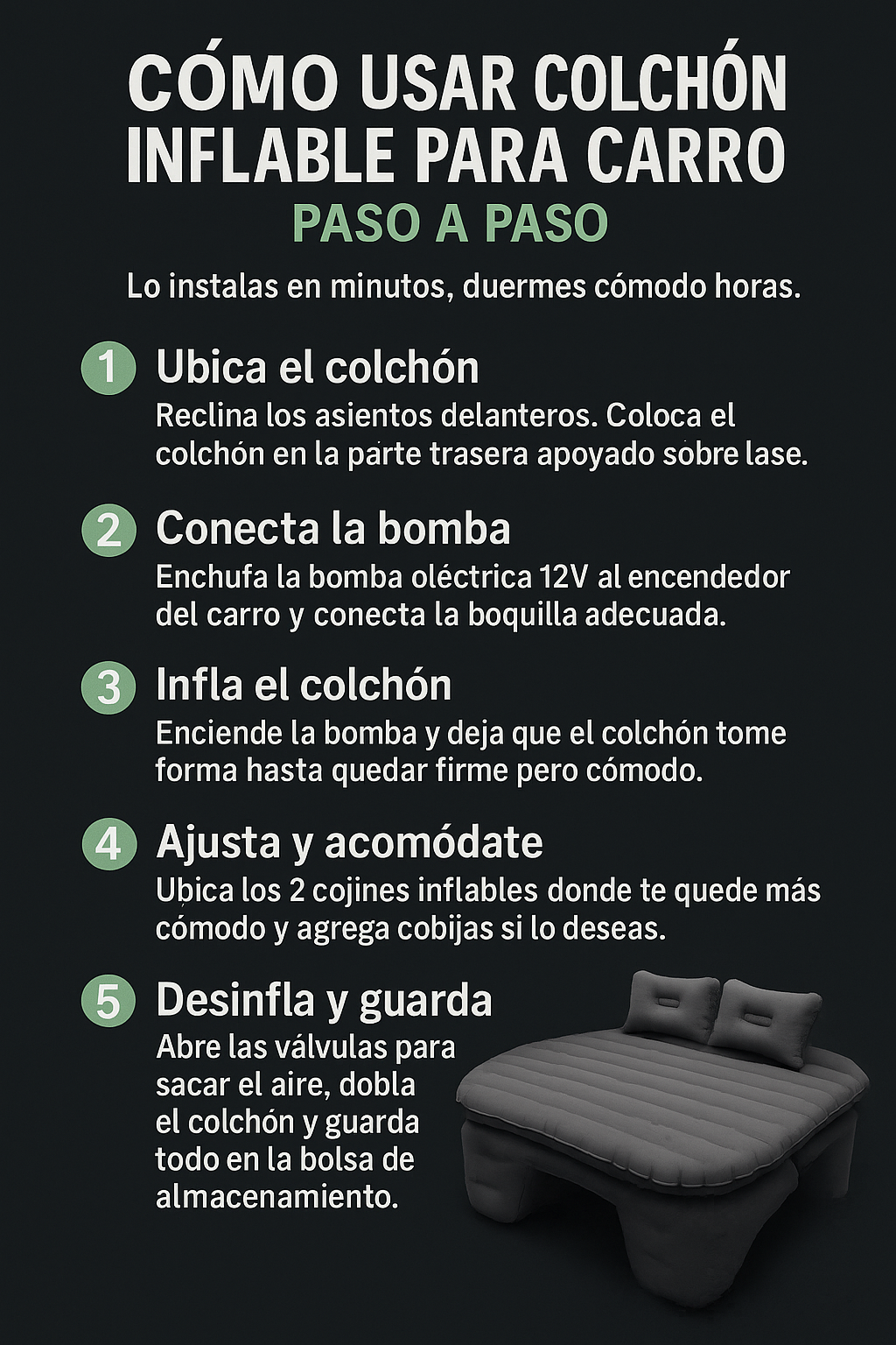 AutoDream: Colchón Inflable para Carro Súper Cómodo y Fácil de Usar