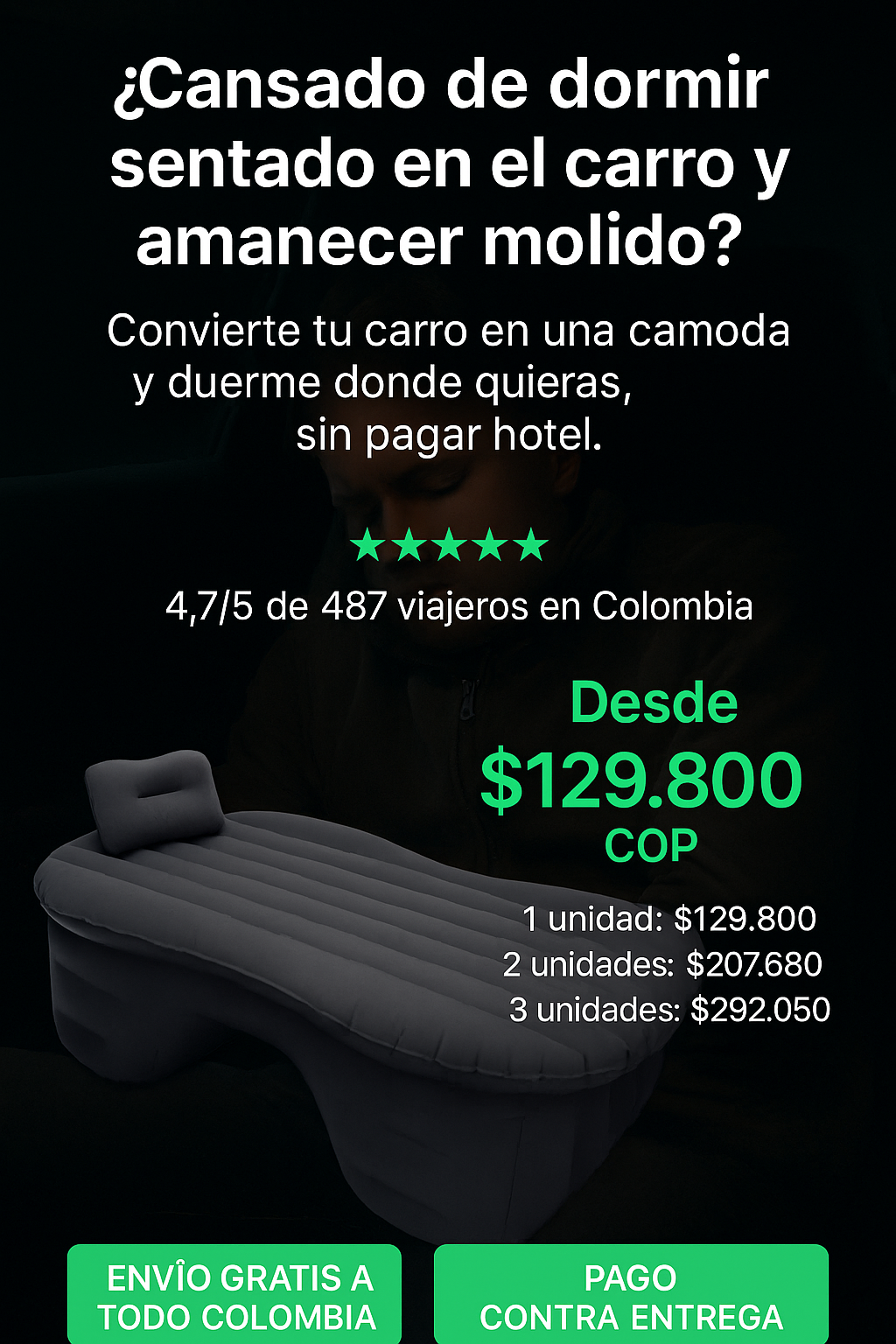 AutoDream: Colchón Inflable para Carro Súper Cómodo y Fácil de Usar