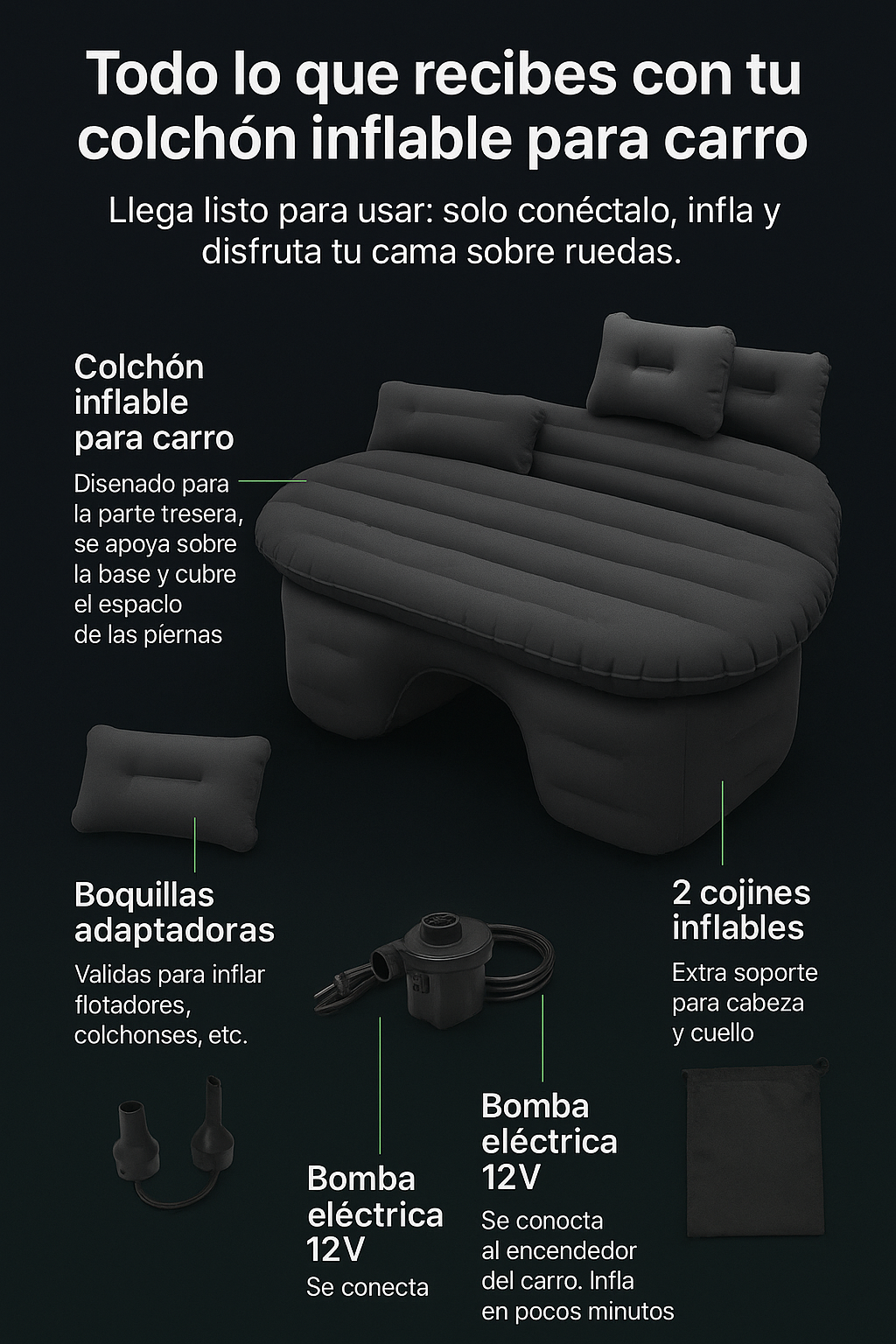 AutoDream: Colchón Inflable para Carro Súper Cómodo y Fácil de Usar