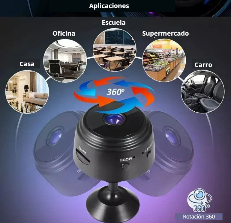 Guardian 360 Cámara espía de seguridad Wi-Fi 1080p