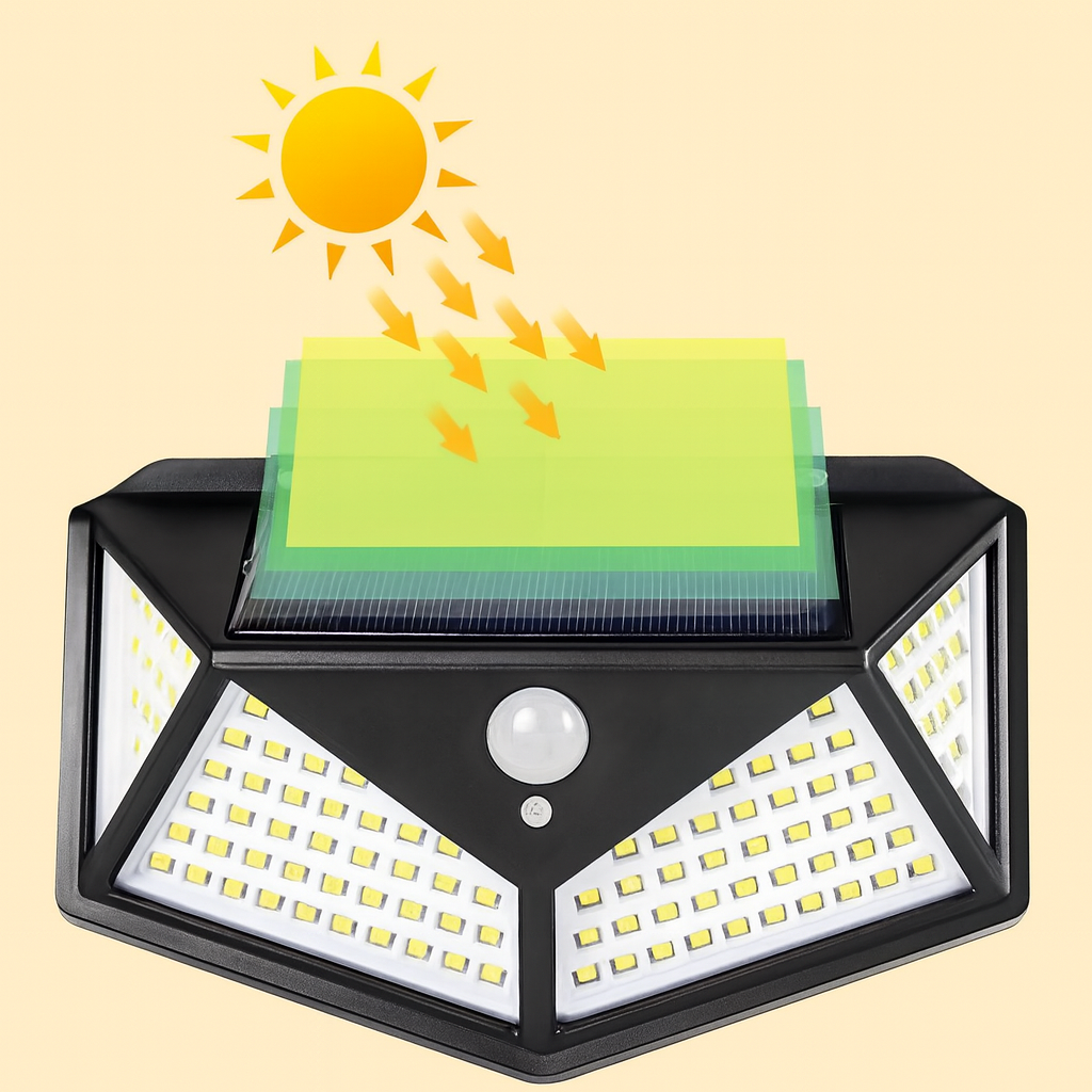 Lámparas Solares de 100 LED con Sensor de Movimiento EcoSun Lamp
