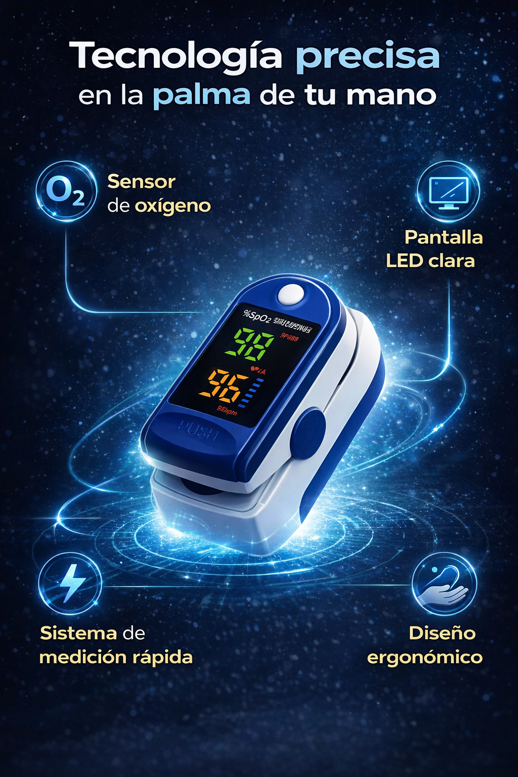 Oxivital Pro: Monitor Inteligente de Oxígeno y Ritmo Cardíaco en Tiempo Real