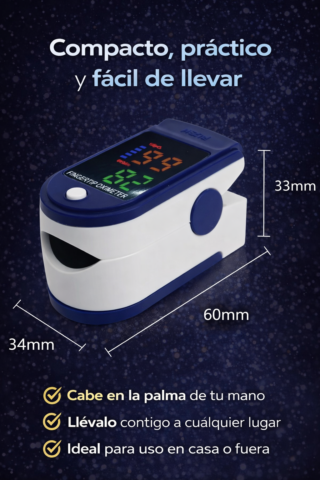 Oxivital Pro: Monitor Inteligente de Oxígeno y Ritmo Cardíaco en Tiempo Real
