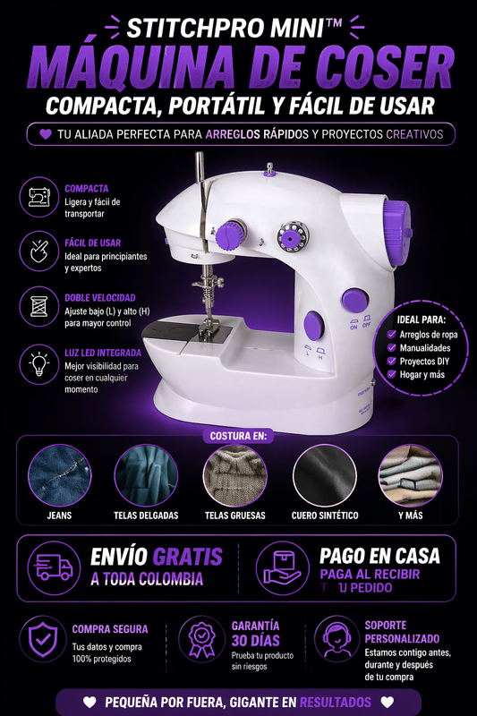 StitchPro Mini: Máquina de Coser Compacta, Portátil y Fácil de Usar