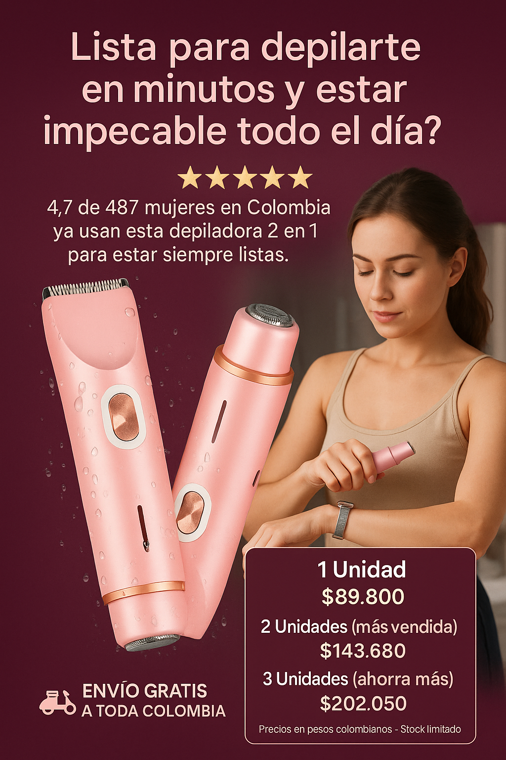 PerfectShave Duo: Depiladora 2 en 1 Rápida y Suave para Piel Sensible