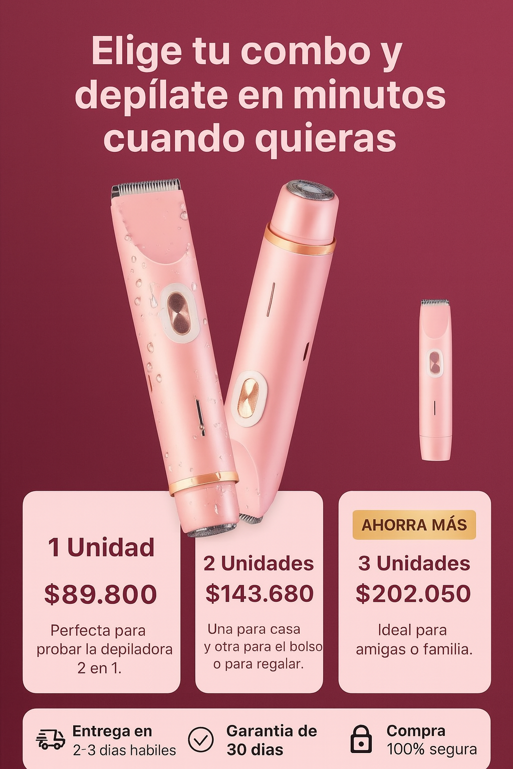 PerfectShave Duo: Depiladora 2 en 1 Rápida y Suave para Piel Sensible