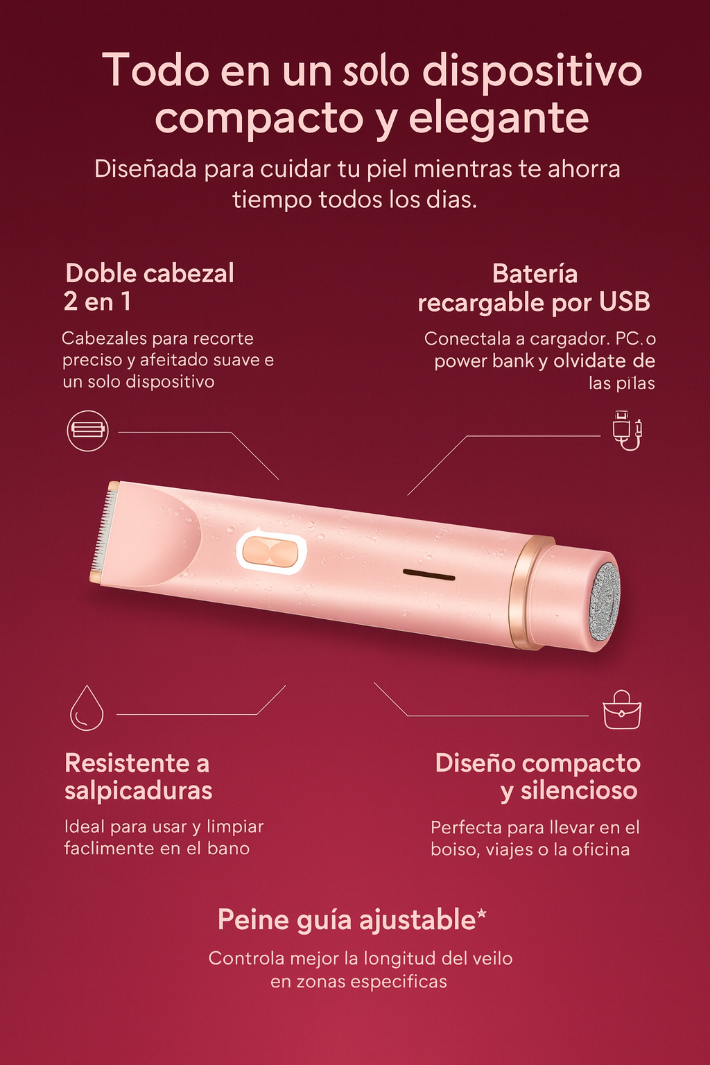 PerfectShave Duo: Depiladora 2 en 1 Rápida y Suave para Piel Sensible