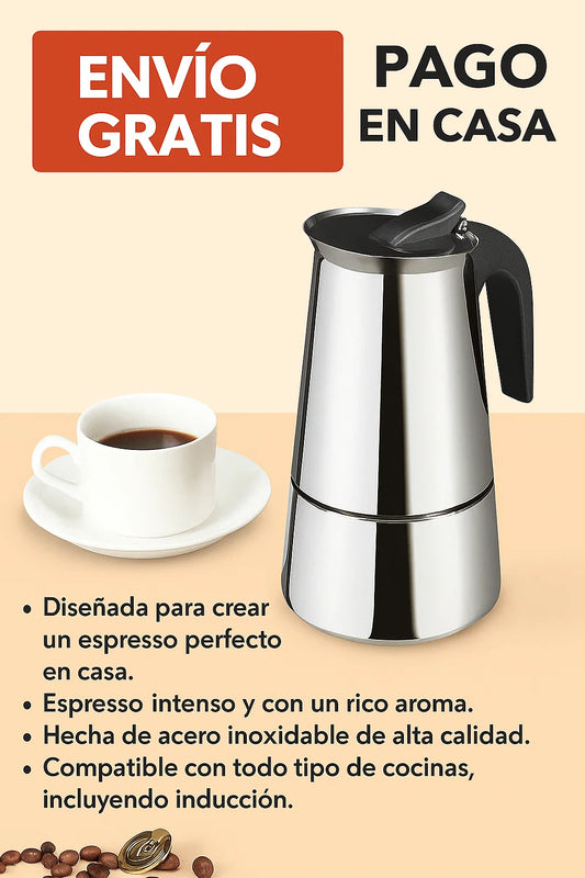 EspressoElite: Cafetera Italiana de Acero Inoxidable para un Espresso Perfecto