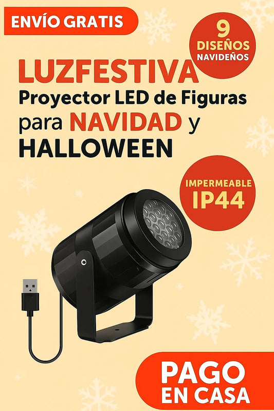 LuzFestiva: Proyector LED de Figuras para Navidad y Halloween