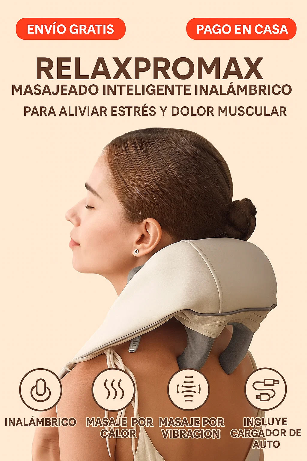 RelaxProMax: Masajeador Inteligente Inalámbrico para Aliviar Estrés y Dolor Muscular