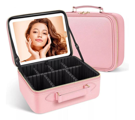 Maletin para maquillaje con espejo led