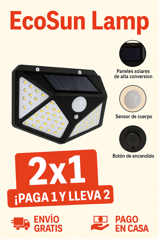 Lámparas Solares de 100 LED con Sensor de Movimiento EcoSun Lamp