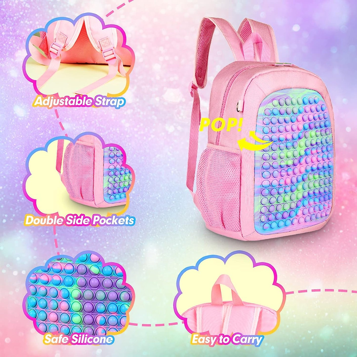 maleta Morral Pop It Push para Niños y Niñas