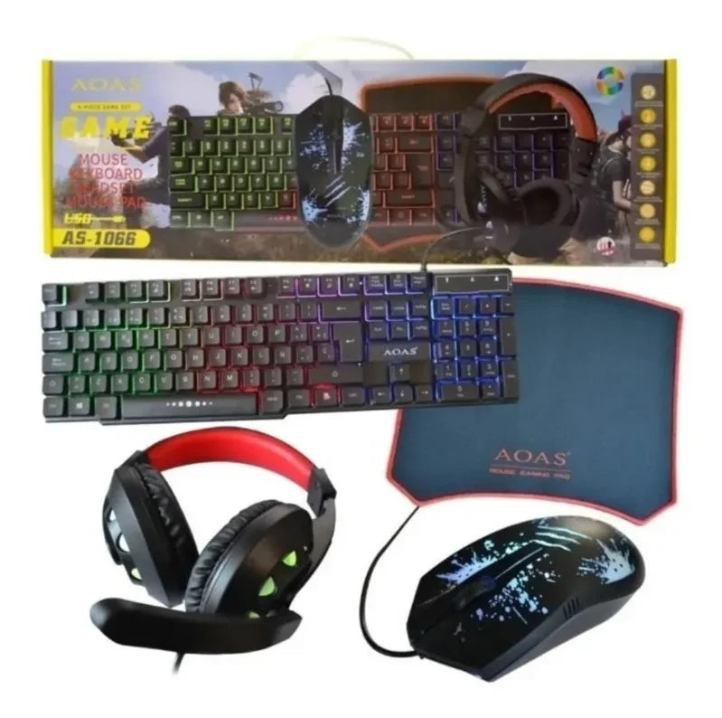 Combo 4 En 1 Gamer Teclado Luces Mouse